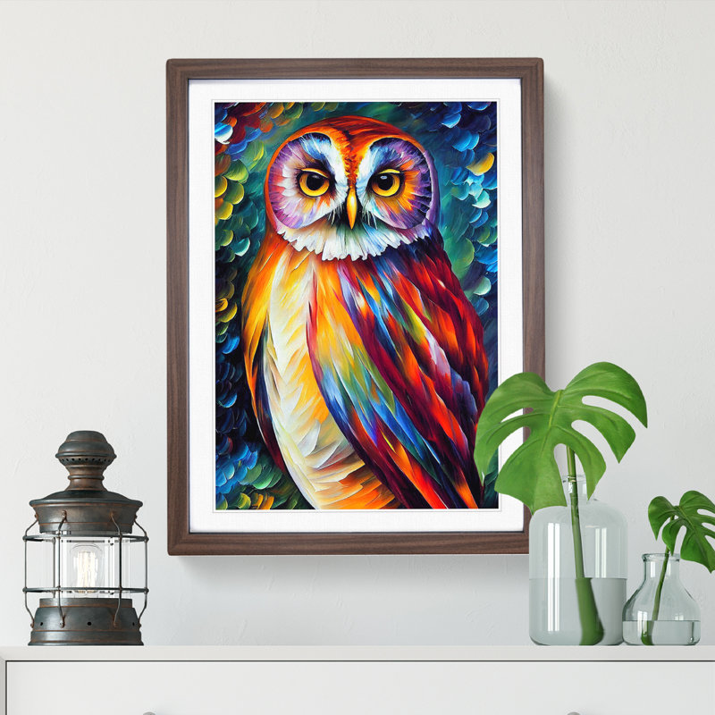 Portrait of a Barn Owl No.5 - Framed Print, 34cm H x 25cm W x 2cm D, Walnut Framed