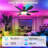 Cliffes 51" Flush Mount Ceiling Fan And Remote Control,Quiet DC Dimmable 6 Blades-115664297