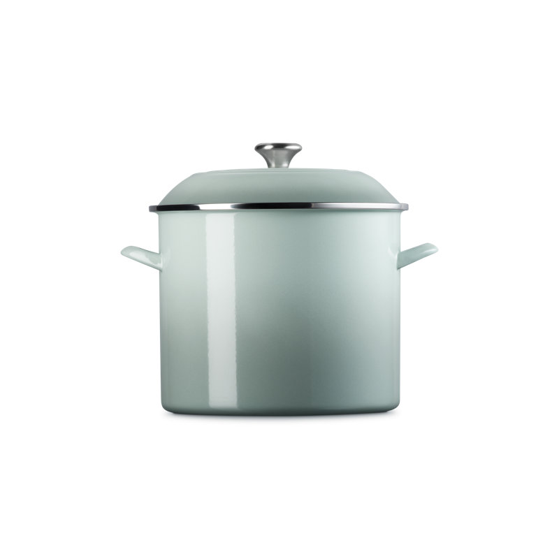 Le Creuset Enamel-On-Steel Stockpot With SS Knob, 16 Qt., Sea Salt, Sage