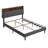  Upholstered Platform Bed with Storage Headboard and USB Port, Modern and Practical Linen Fabric Bed