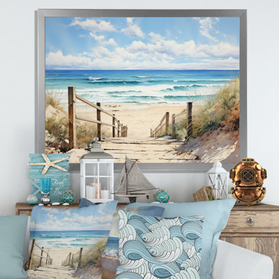 «Coastalbeachsand Sandy Serenity Pointillism I», reproduction d'art sur toile