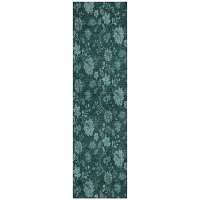 Washable Floral Indoor / Outdoor Rug