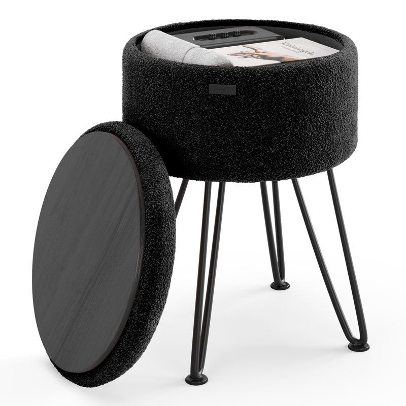 Table d'appoint moderne avec rangement, Noir, Boucle noire 