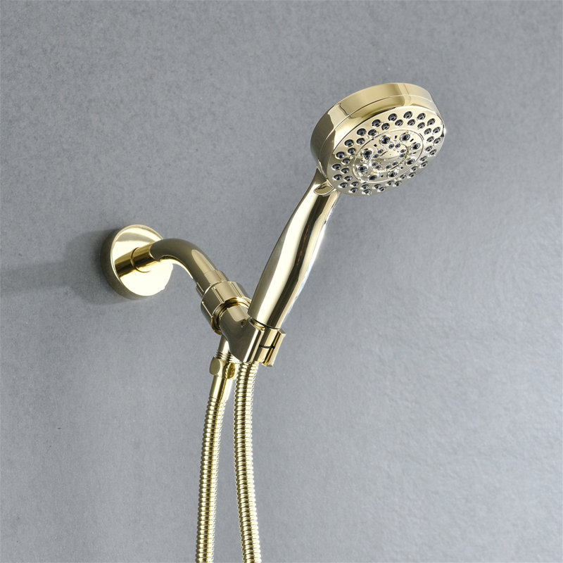5 Mode Adjustable Settings Handheld Shower Head With Hose High Pressure Shower Heads, Polished Golden