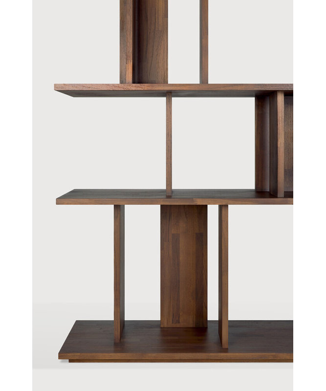 Irregular Solid Wood Geometric Bookcase, 45.5" H x 88" W x 14.5" D