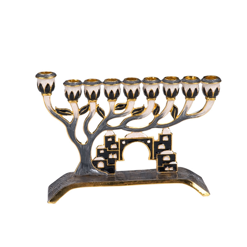 Stainless Steel Menorah, Black/Grey