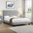 Upholstered Platform Bed Frame with Button Tufted Linen Fabric Headboard, No Box Spring Needed, Wood-1799898623