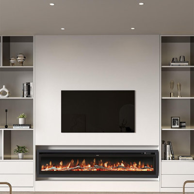 Metro Lane 203.2 cm W Black Electric Fireplace with 5120 BTU