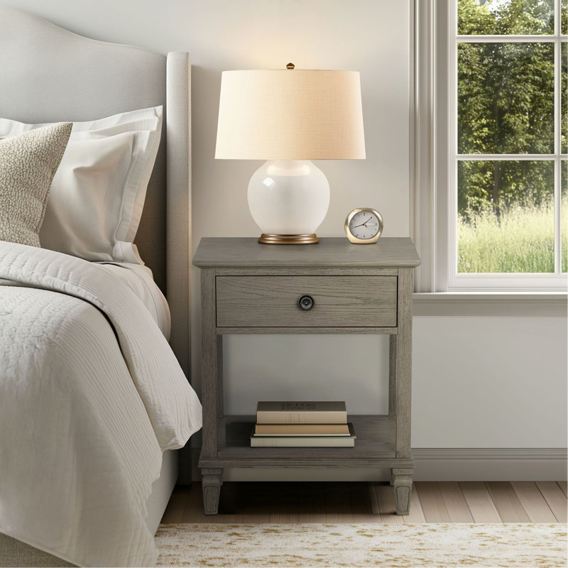Table de chevet Victoria gris récupéré, Gris