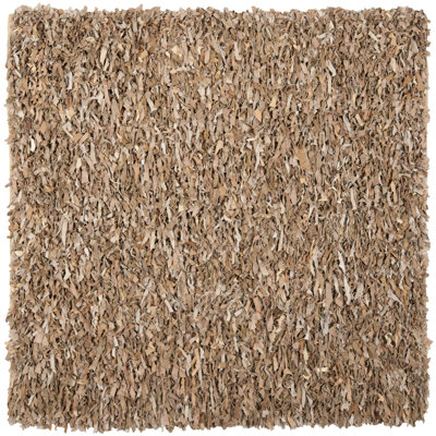Tapis en cuir noué à la main à poils longs en cuir