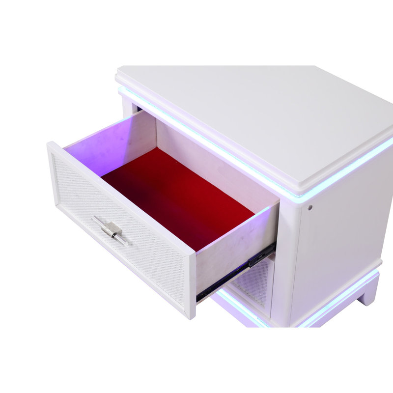 Table de chevet 2 en blanc laiteux avec élégance blanche moderne