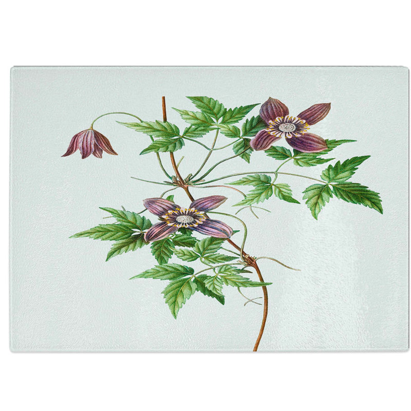 Tempered Glass Alpine Clematis Flowers Chopping Board, 28.5 cm W x 20 cm L