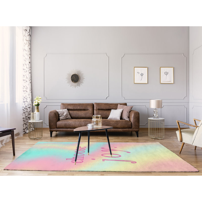 Tapis en polyester multicolore choisir une citation en poly-chenille, Rectangle 5 pi x 7 pi