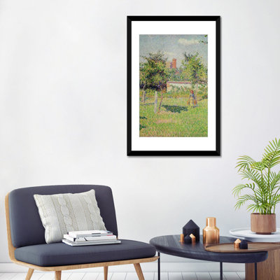«Détail du centre, femme dans la prairie à Eragny, printemps 1887» par Camille Pissarro, reproduction sur toile
