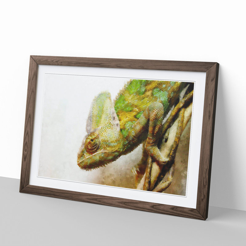 Chameleon Lizard Vol.3 - Framed Print, 48cm H x 65cm W x 2cm D, Walnut Framed