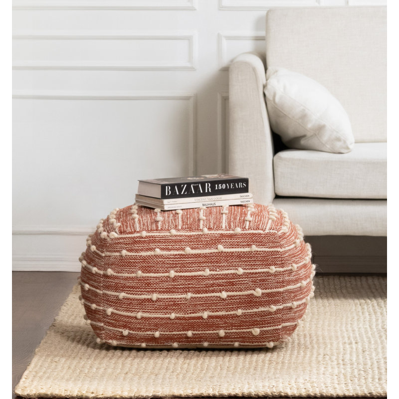 Basilio Upholstered Pouf, Red