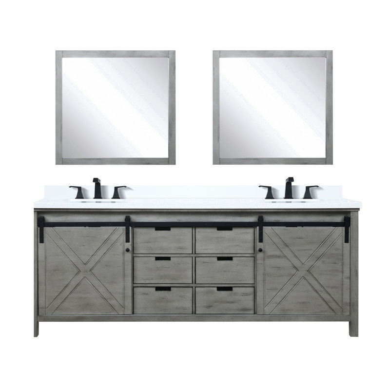Meuble-lavabo gris cendré L 32 po x H 32 po, comptoir en marbre de culture et comptoir à teinture du robinet