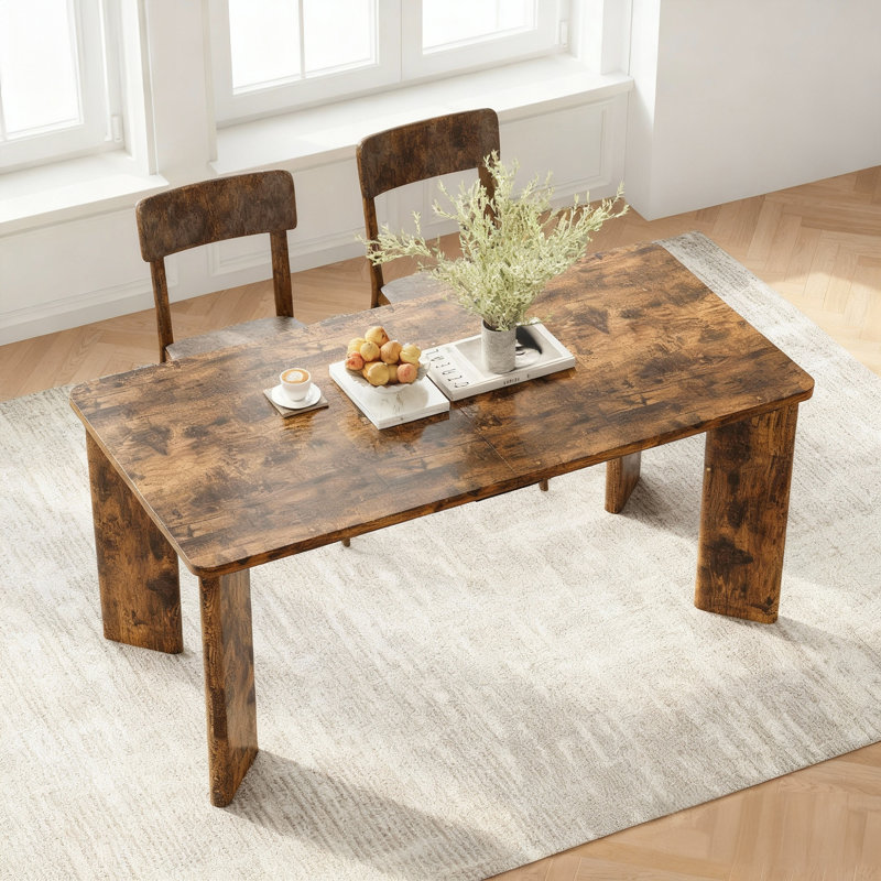 Mid-Century Modern Rectangular Dining Table, Brown