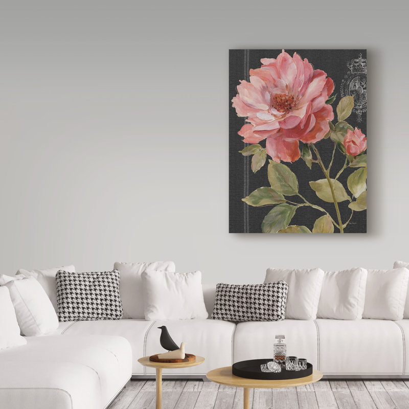 «Harmonious Rose Black», reproduction de peinture acrylique sur toile tendue, H 19 po x l 14 po