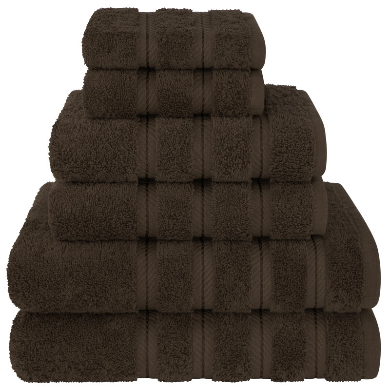 100% Cotton Premium Turkish Bath Towel Set, 6 Piece Super Soft and Absorbent Darcelle Collection, Chocolate Brown