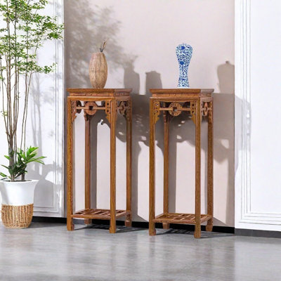 Solid Wood Exquisitely Carved Plant Stands