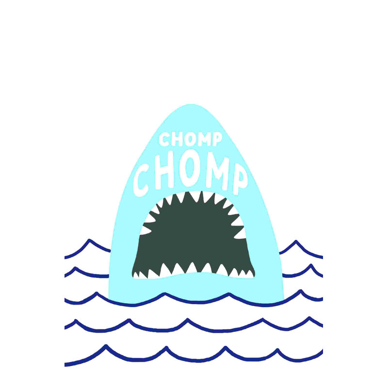" Chomp Chomp Shark Blue ", 36" H x 24" W  