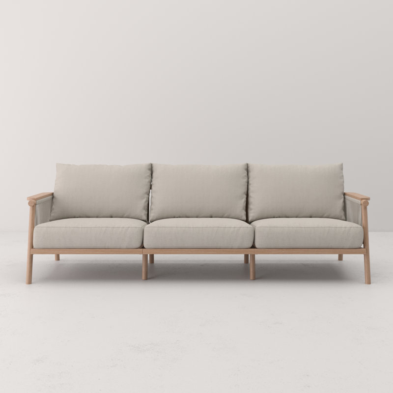 Canapé d'extérieur avec coussins Jeneya, 23.4" H x 94.5'" W x 33.4" D