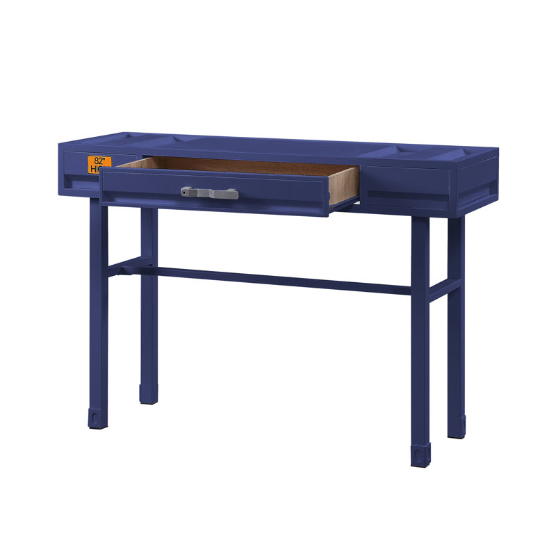 Bureau d'écriture bleu avec 1 tiroir