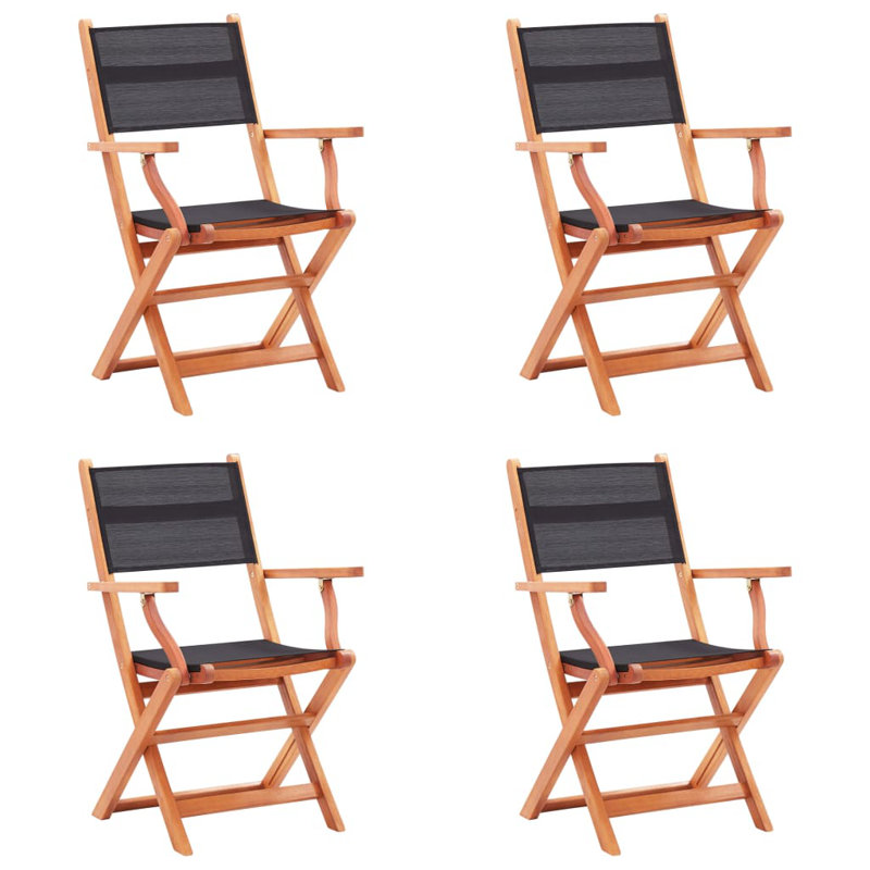 Crystella Patio Dining Patio Folding Chair, Black