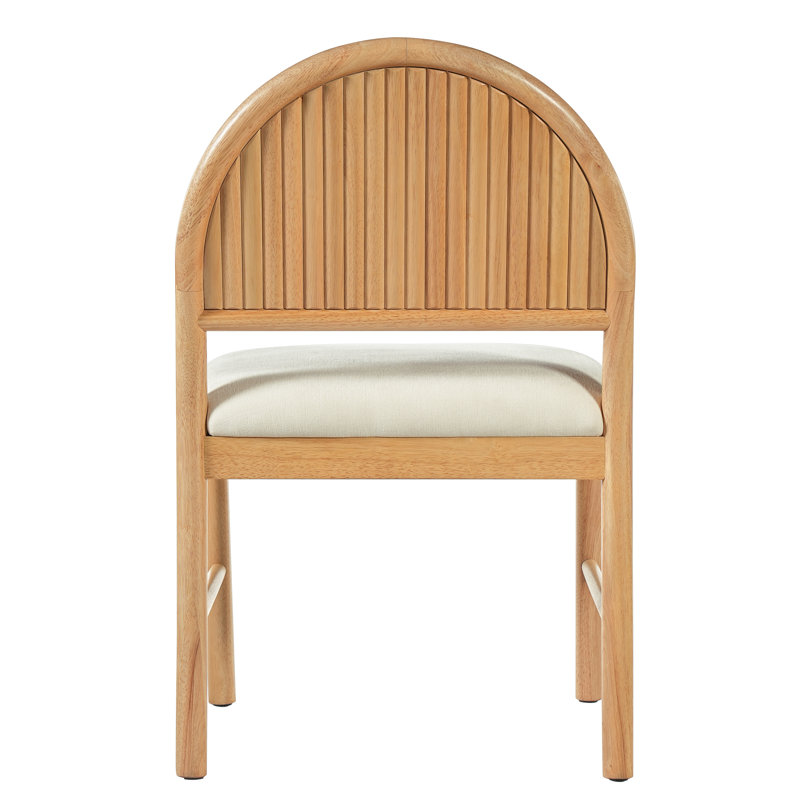 Chaise rembourrée Verona Organic Modern avec dossier cannelé et structure en bois d'hévéa massif pour la cuisine et la salle à manger