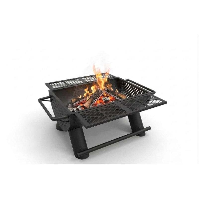 Foyer extérieur à bois Cascade Cauldron avec 2 grilles de cuisson pivotantes