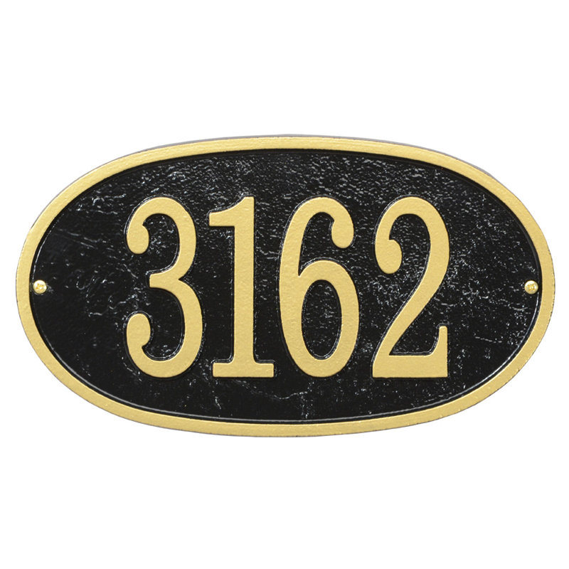 Fast and Easy 1-Line Wall Address Plaque, Black/Gold, Yes