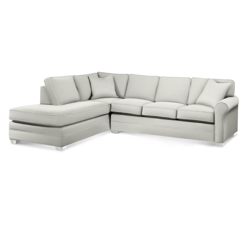 Bedford Upholstered Sectional, Frost White Finish, Left Hand Facing, Vanilla Crypton Performance; 0822-91
