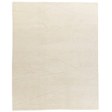 Fractal Hand Knotted Wool Geometric Area Rug in White