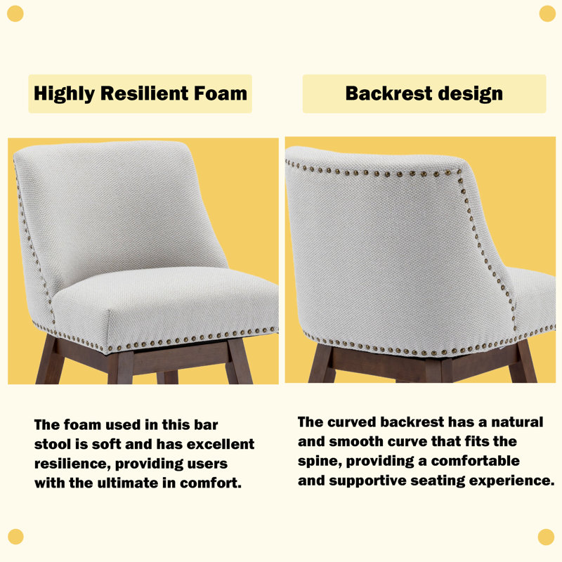 Fabric Swivel Counter Height Bar Stools(Set of 4), Beige