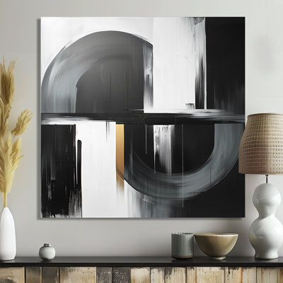 Nyasa Abstract Golden Drift Of The Dark Side III - Abstract Modern Transitional Wall Art Decor