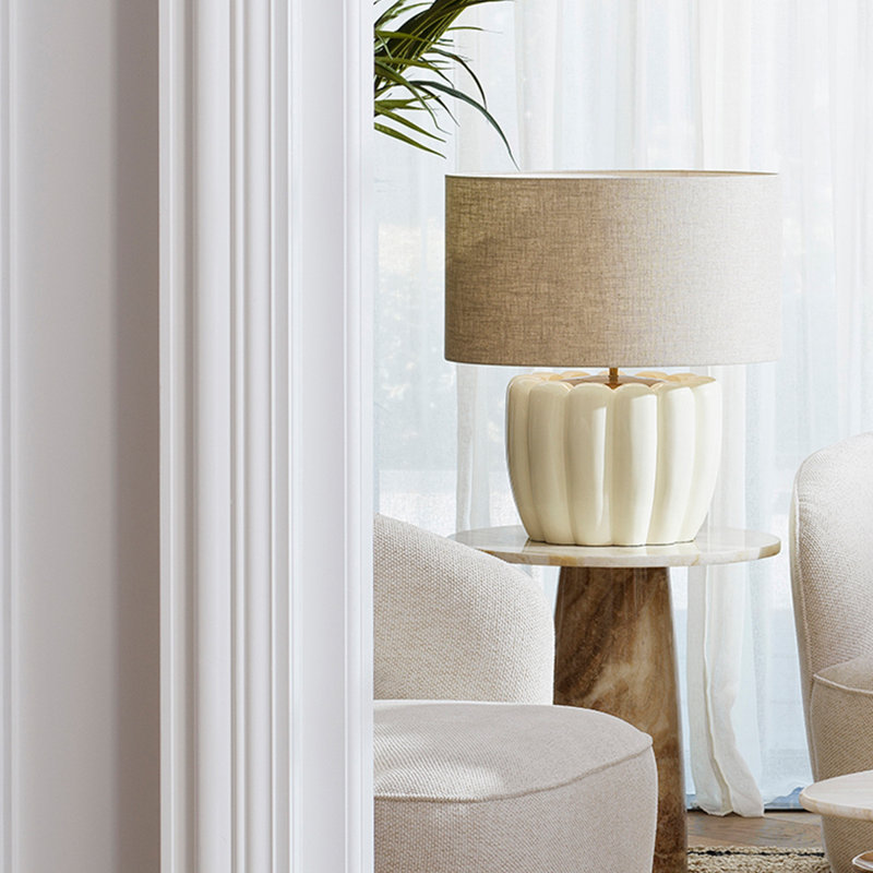 Table Lamp, Off White, Beige
