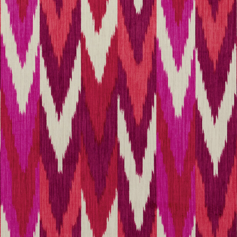 Kashgar Velvet Ikat Fabric, Ruby/Plum