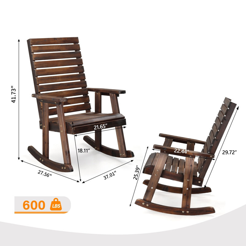 Chaise berçante en bois de sapin, Brun clair