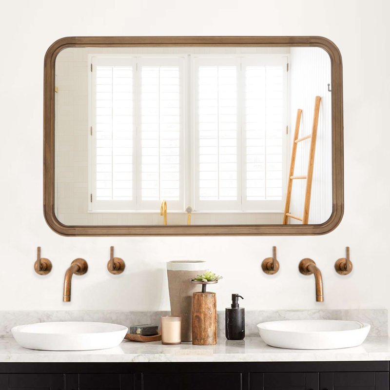 Miroir Reppond, 36 po x 24 po, Bois naturel