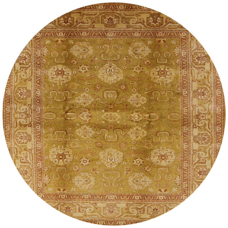 Tapis oriental jaune / brun Wabasha, Rond 4 pi