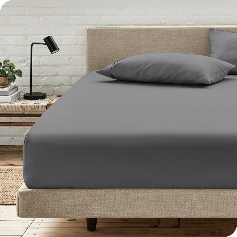 Ensemble de drap-housse en microfibre avec taie d'oreiller   , Gris, Drap-housse pour lit simple très long avec 1 taie