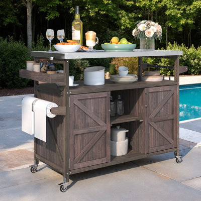 Outdoor Kitchen Island With Stainless Steel Top