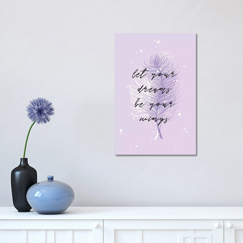 Purple Feathers by Martina Pavlova - Print on Canvas, Wrapped Canvas, 45.72cm H x 30.48cm W x 1.91cm D