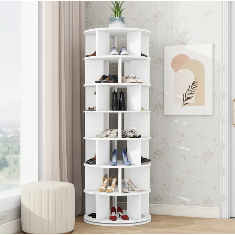 Étagère à chaussures pivotante à 7 niveaux avec 5 grilles par couche - Présentoir rotatif à 360 °, organisateur peu encombrant pour le vestibule et le salon