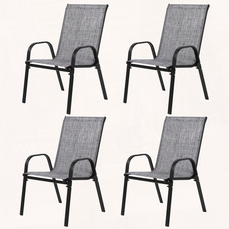 Ensemble de 6 chaises de patio pliantes - Tissu textilène respirant, conception peu encombrante