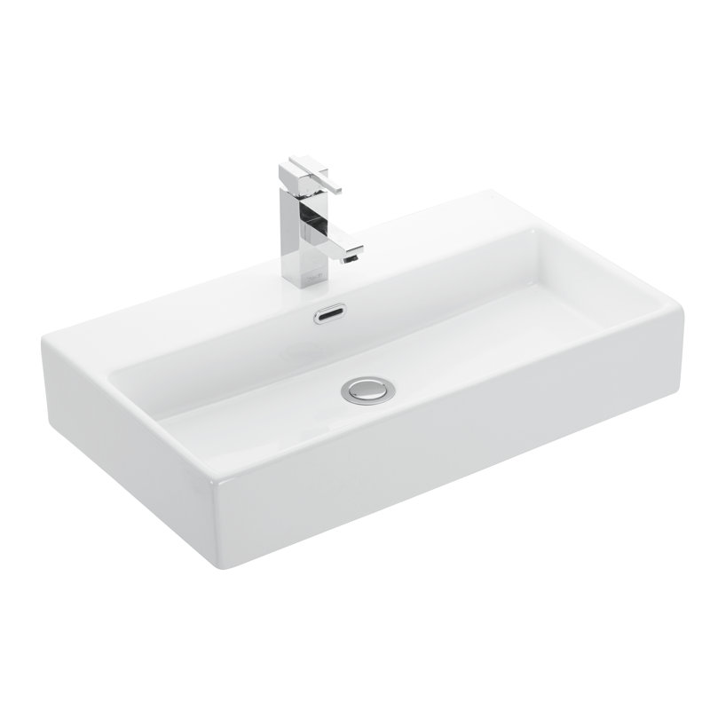 Quattro 27.6'' L Bathroom Sink, Glossy White