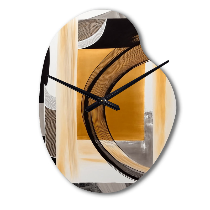 Glam Art Deco Abstract III - horloge murale asymétrique moderne en métal, impression d'horloge murale de forme libre, Grand