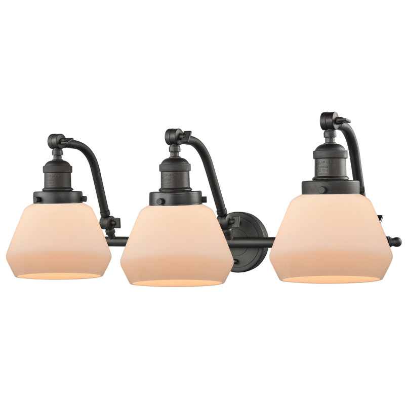 Keefe 3 - Light Dimmable Vanity Light, Oil Rubbed Bronze, Matte White Cased, 60 Watt Vintage Incandescent Bulb