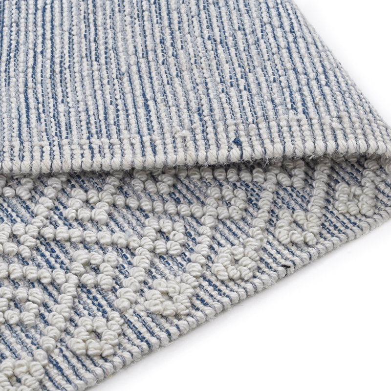 Global Recycled Standard Pearly Hand-Woven Loop Pile Recycled Rug Denim Blue, Runner 2'6" x 5'